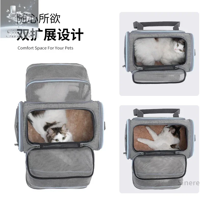 

Cat out in large space Aviation pet soft bag Cat bag Portable and breathable on the plane