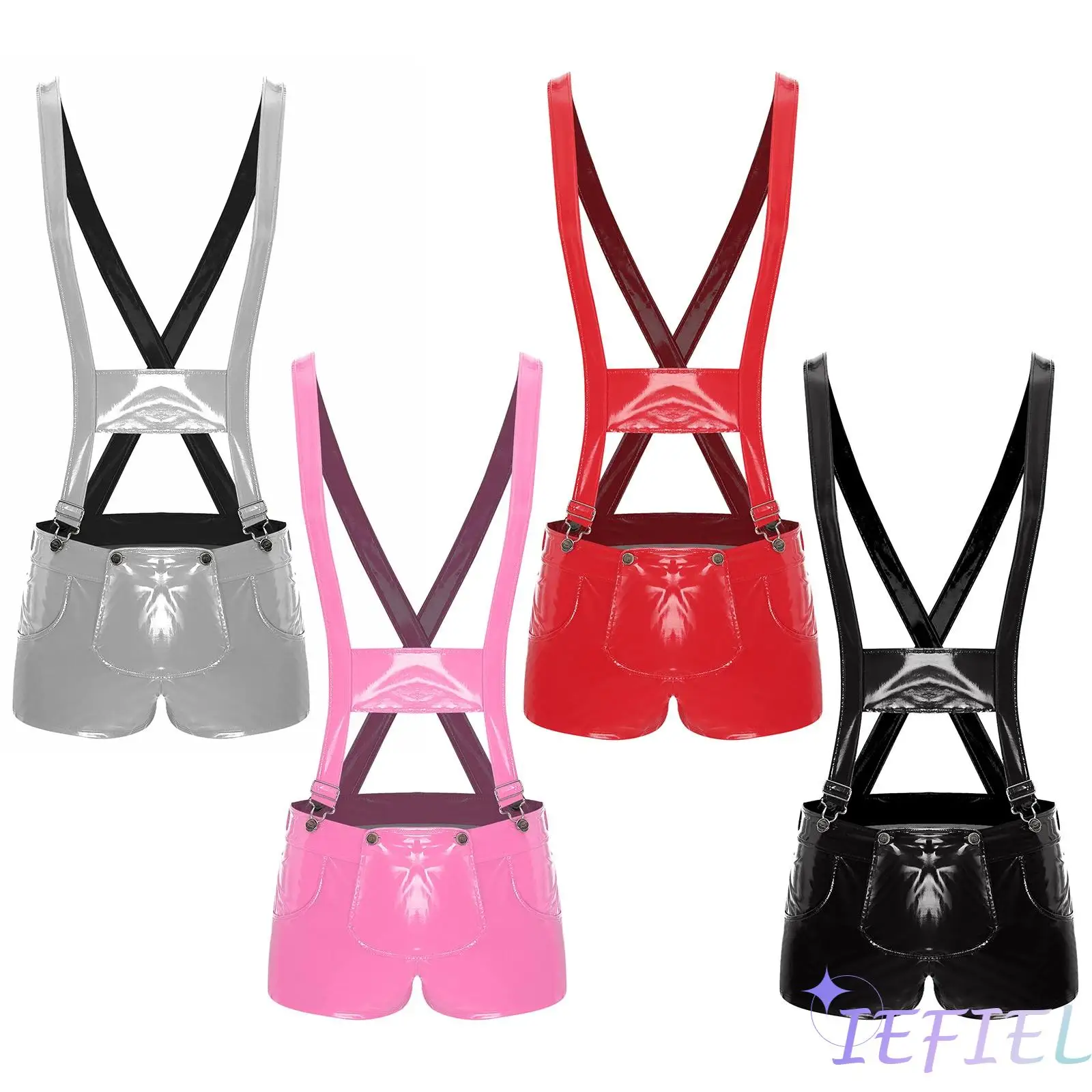 

Men Wrestling Singlet Jumpsuit Club Stage Pole Dance Costume One Piece Shorts Jumpsuit Adjustable Suspender Overalls Romper