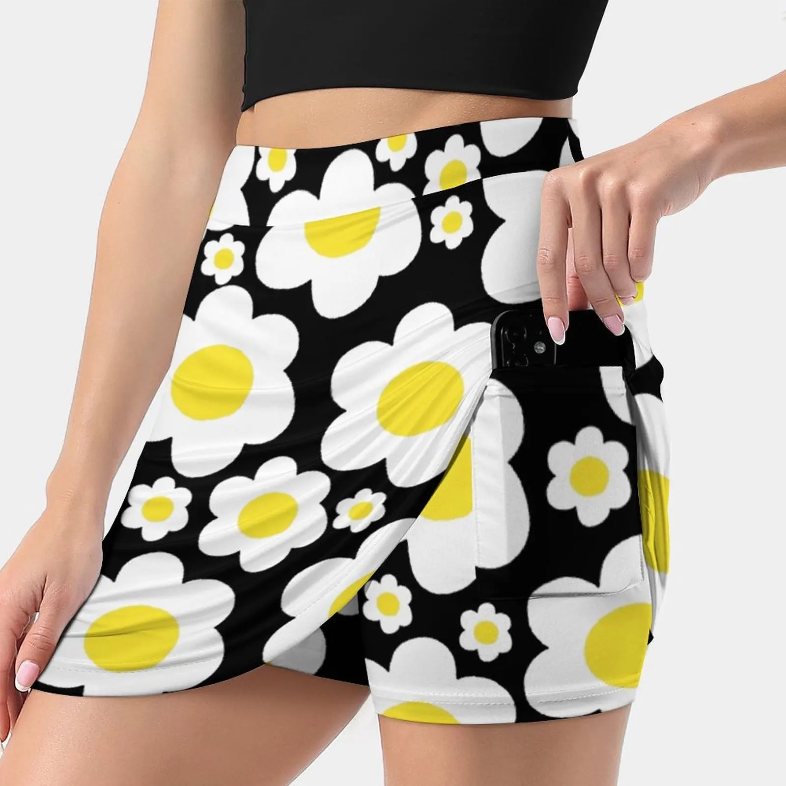 Retro 60'S Daisy Pop Flowers Skirts Woman Fashion 2022 Pant Skirt Mini Skirts Office Short Skirt Retro Vintage Inspired Mod 60S