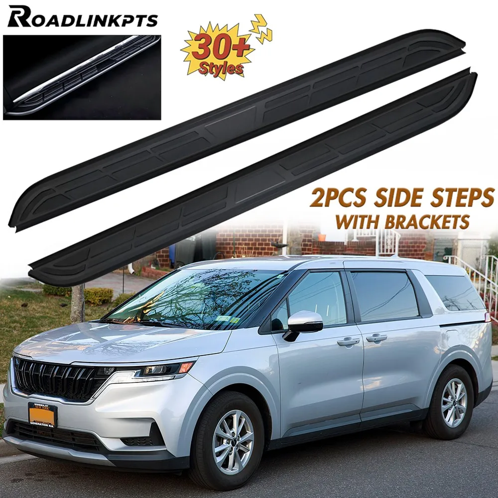 

2 шт., алюминиевые 5,1-дюймовые широкие фиксированные боковые ступеньки, подходят для KIA Carnival 2022-2025, подножки Nerf Bars, рельсы, ступеньки, педали