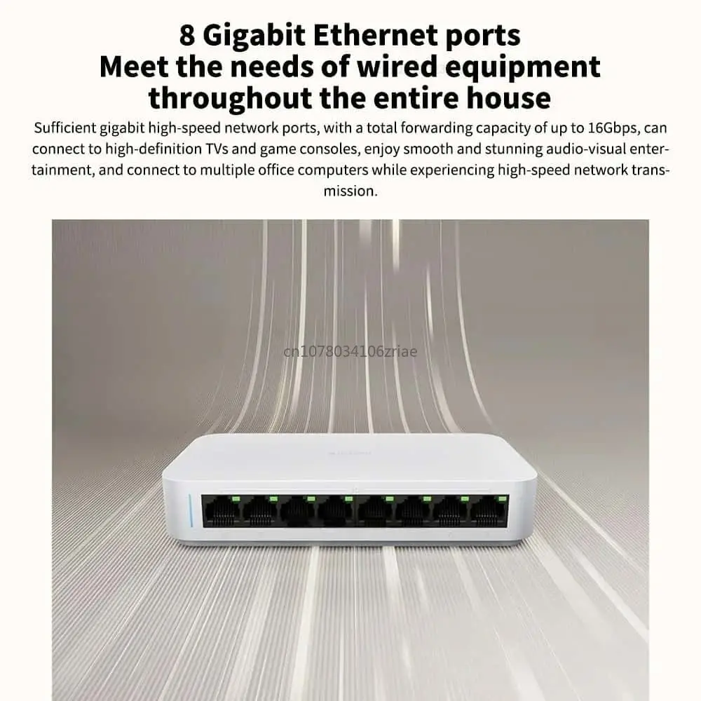 Origina Xiaomi Gigabit Ethernet Switch Network Switch 8 Ports 10/100/1000Mbps Ethernet High Performance Internet Splitter 16Gbps
