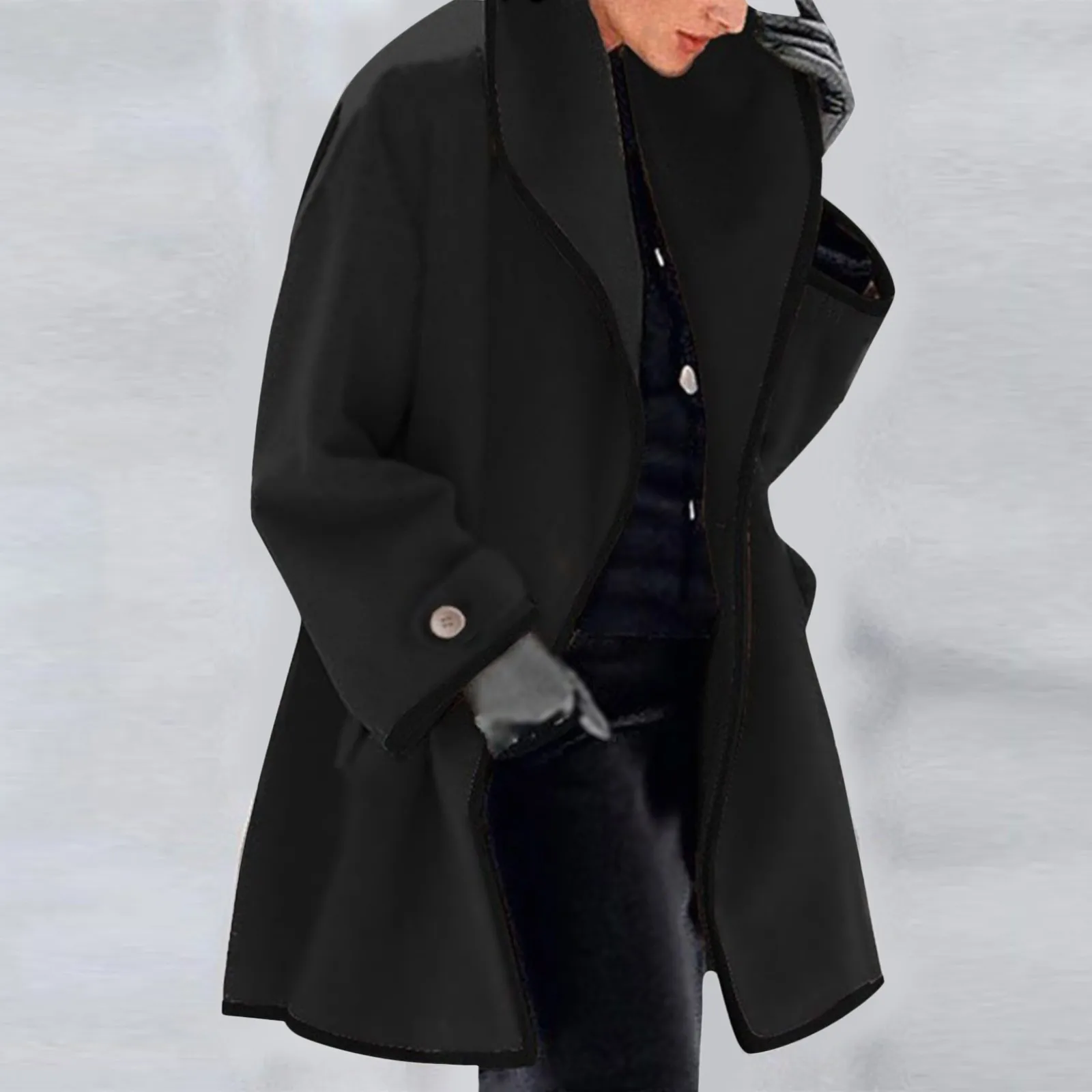 Dames wintermode lange overjas vest met lange mouwen effen casual wollen jas trenchcoat warme losse uitloper herfst winter