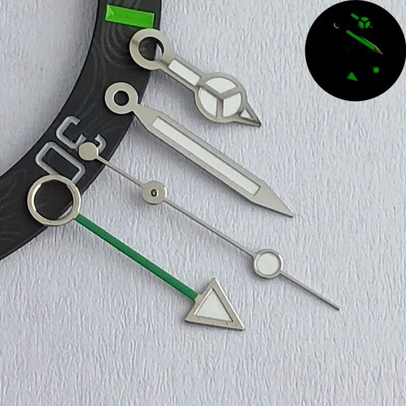 Silver GMT hands blue-green/green luminous NH34 GMT watch 4-point NH34 automatic movement watch accessories watch parts
