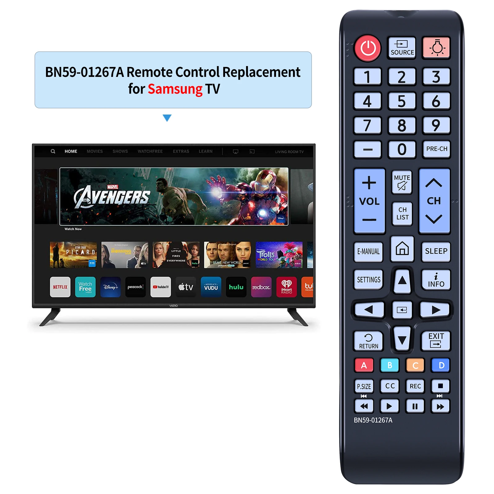 New BN59-01267A Remote Control for Samsung TV UN32M5300 UN40M5300 UN43M5300 UN49M5300 UN50M5300 UN32M530 UN32M530D UN24M4500A