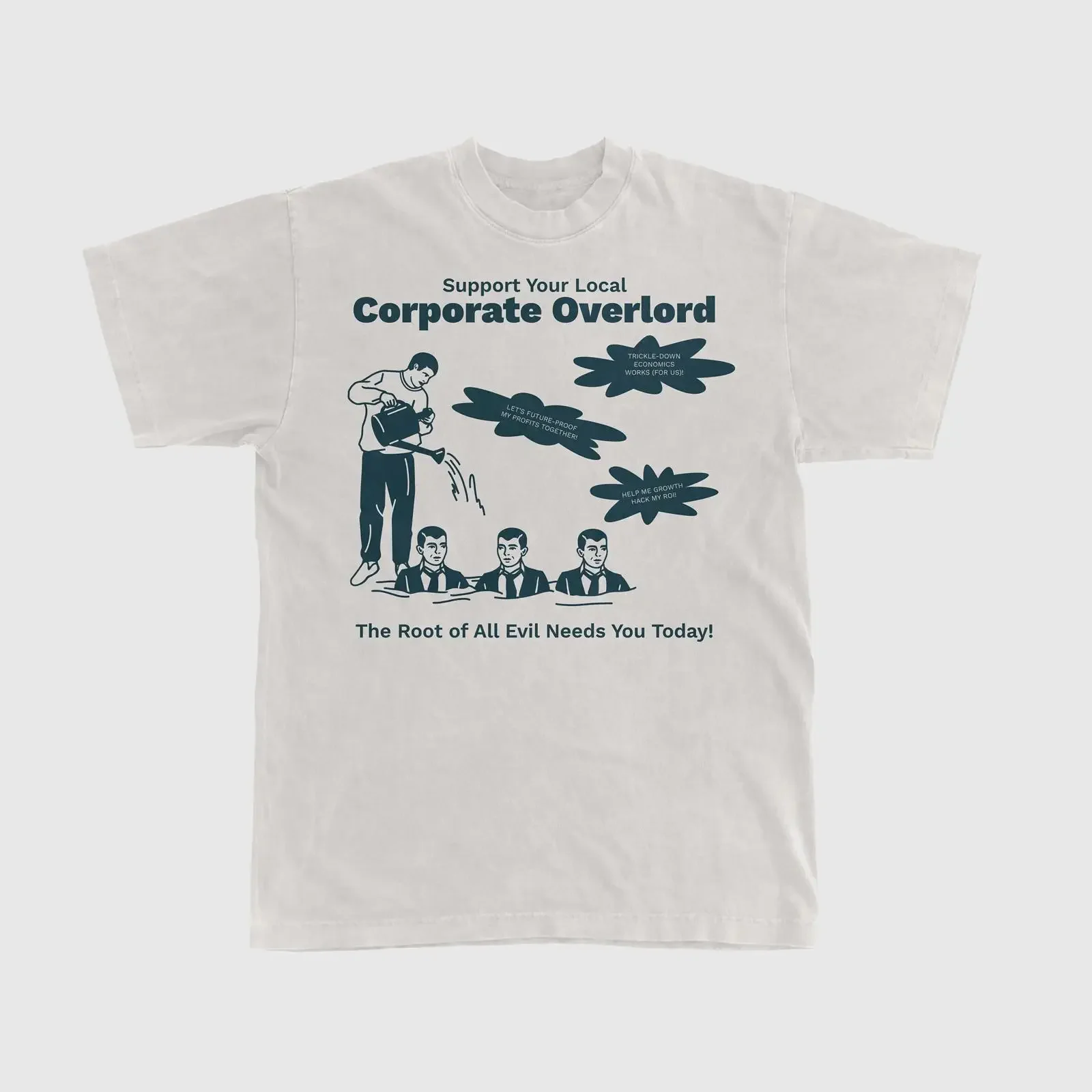 T-shirt Corporate Greed Natural pour homme, cool, amusant, vintage, lavé, respirant, élégant, confortable, streetwear, doux, décontracté