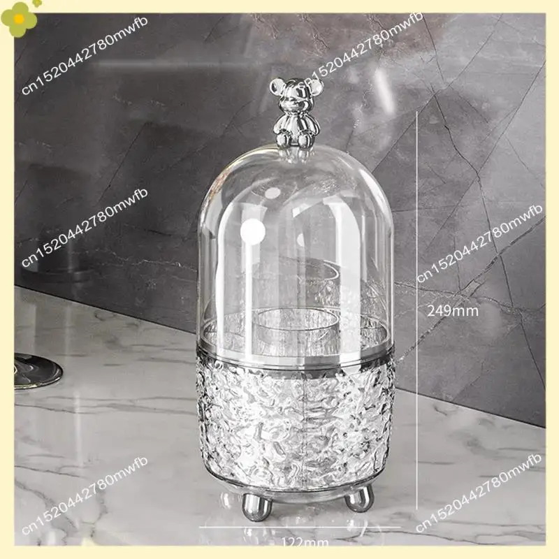 

LDHL 2PCS Makeup Brush Holder With Lid 360 Rotating Clear Dustproof Make Up Brushes Container For Vanity Desktop About 12 X 25Cm