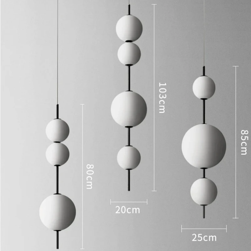 Designer-LED-Kronleuchter mit weißem Glasanhänger für Café, Bar, Schlafzimmer, Küche, 4 Köpfe, runde Kugel, hängende Beleuchtungskörper,