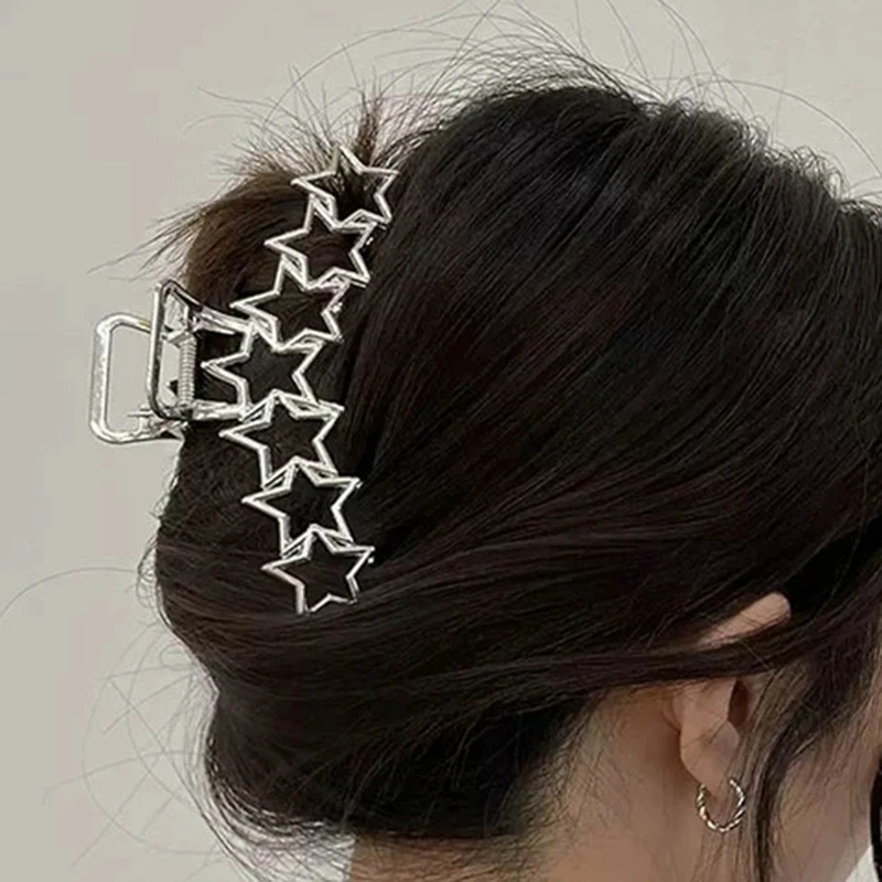 

1PC New INS Style Hollow Out Circle Love Heart Star Big Clip For Women Girl Daily Jewelry Autumn Winter Headdress