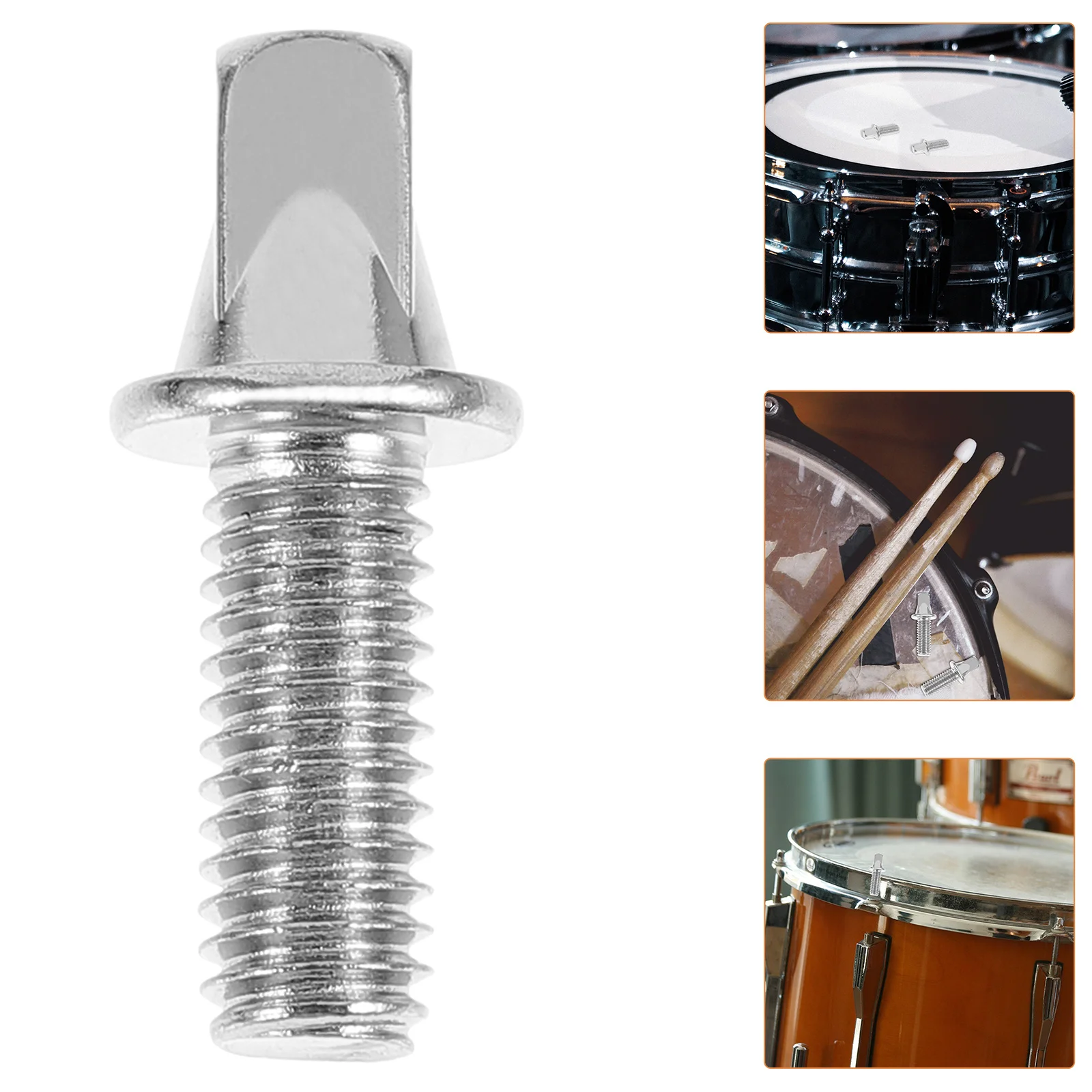 

10pcs Drum Hardware Screws M6X15Mm Silver Plated Iron Bass Drum Screw Replacement For Pedal Shaft Durable Percussion Accessories