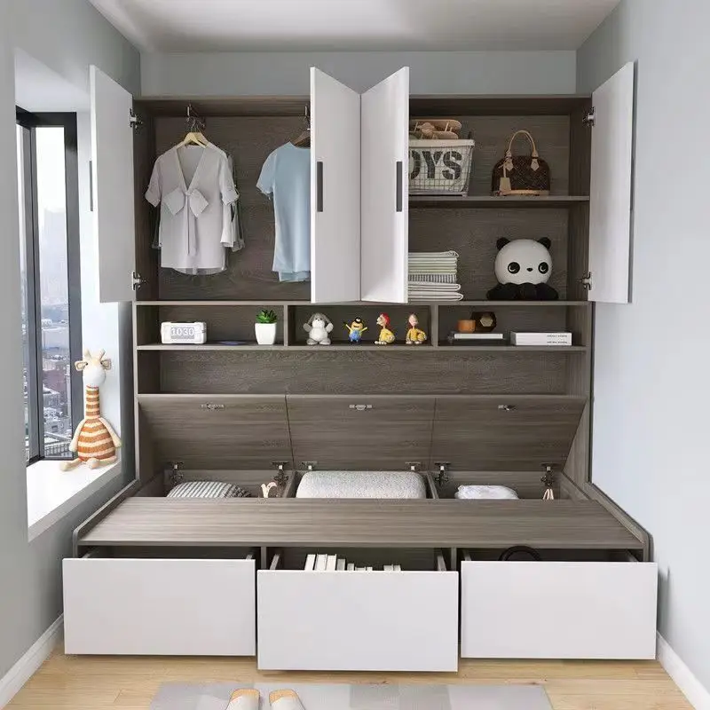 Tatami wardrobe integrated bed combination space saving storage