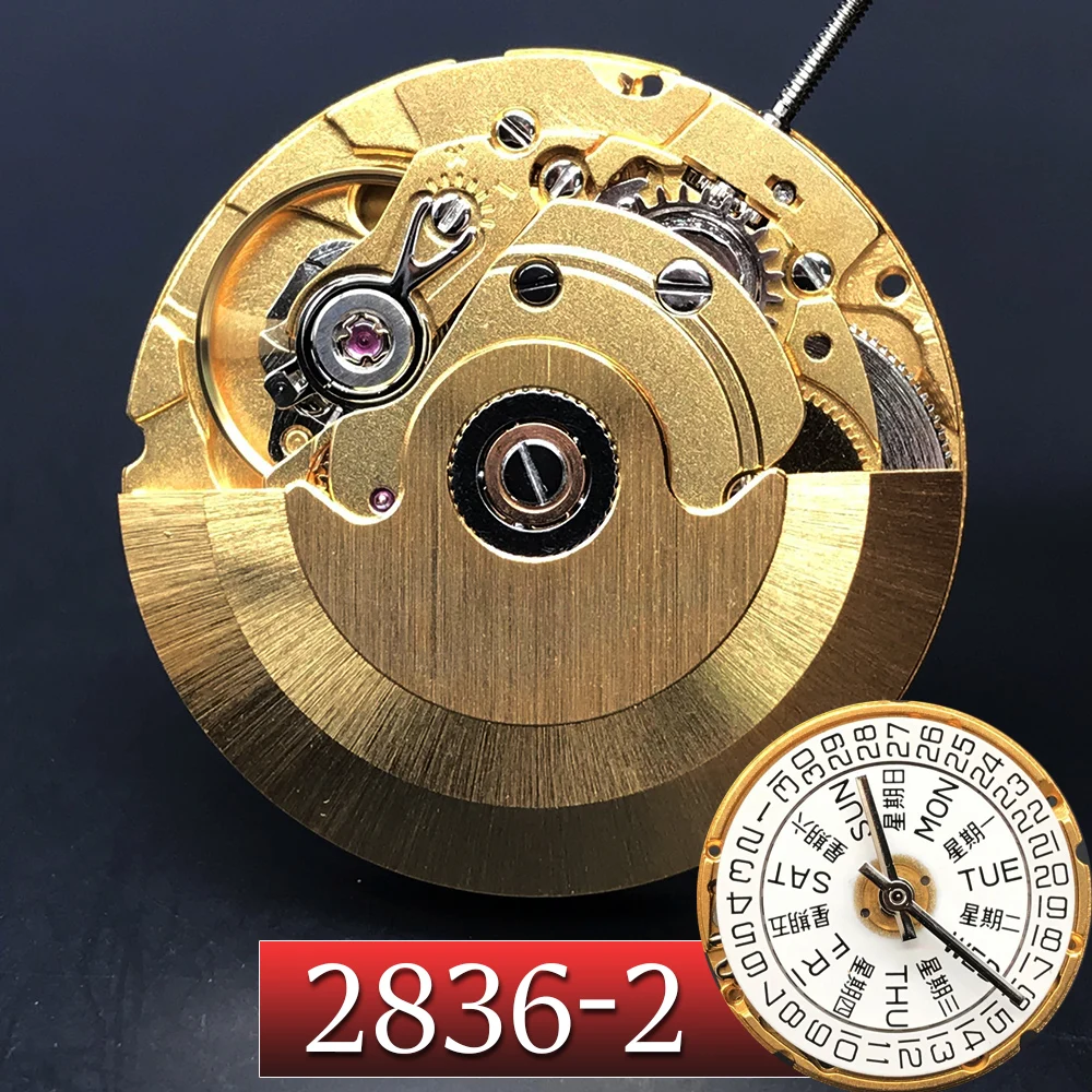 Original Seagull 2836 Mechanical Movement ETA 2836-2 Replacement High Accuracy Date/Day Quickset GMT Automatic Mechanism Golden