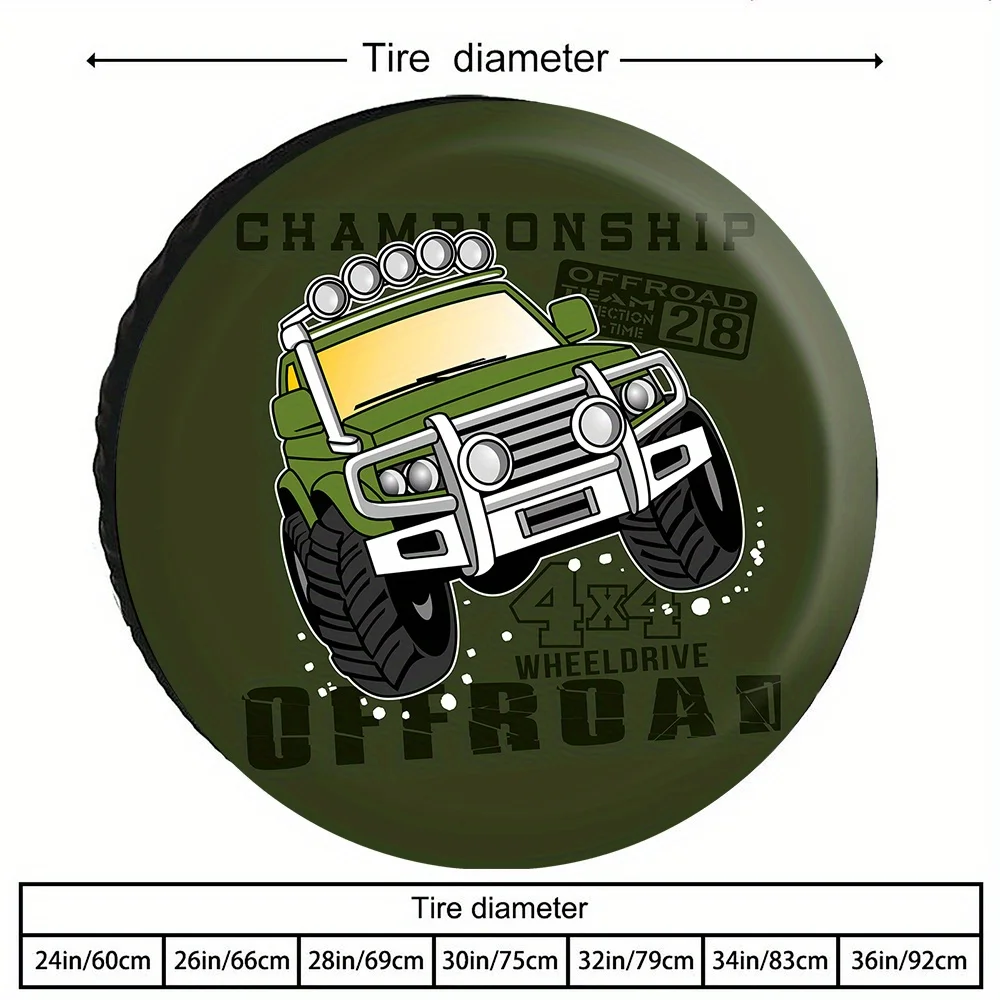 Green Large Off-Road Truck Pattern, 28/30/32/34 Inch Appearance Fashionable And Generous, Multi-Pattern Optional Tire Covers And