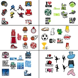 10pcs Sport Shoe Charms Basketball Football Swimming Tennis  Shoe Decorations Pins for Men Women Kids Shoe Ornament Accessories