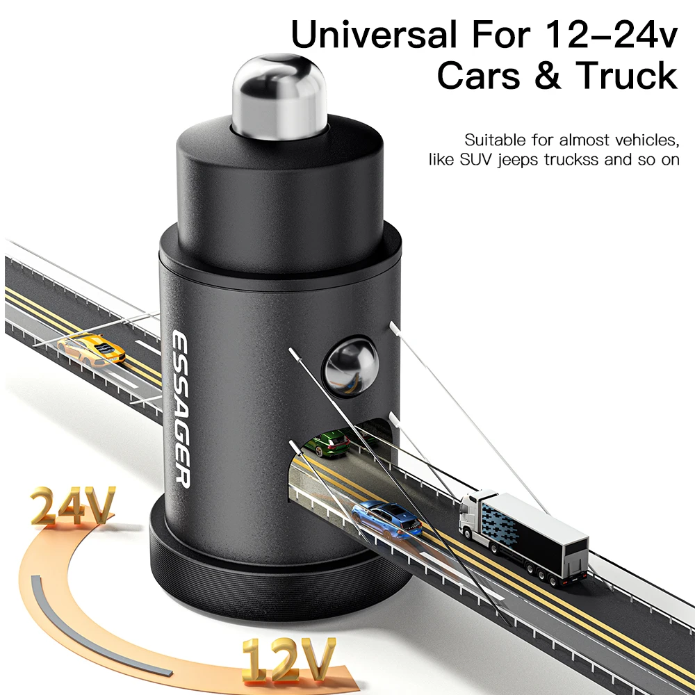 Ładowarka samochodowa Essager USB C 45W 5A Quick Charge 4.0 QC PD 3.0 SCP USB Type C Szybkie Ładowanie Dla IPhone14 13 Huawei Samsung Xiaomi — zdjęcie produktu 5