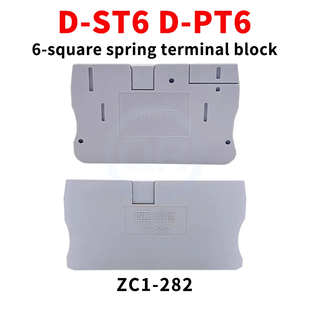 (10 pcs) D-ST6 D-PT6 Spring-loaded Terminal Block End Plate 6mm² DIN Rail Connector End Plate Separator Plate