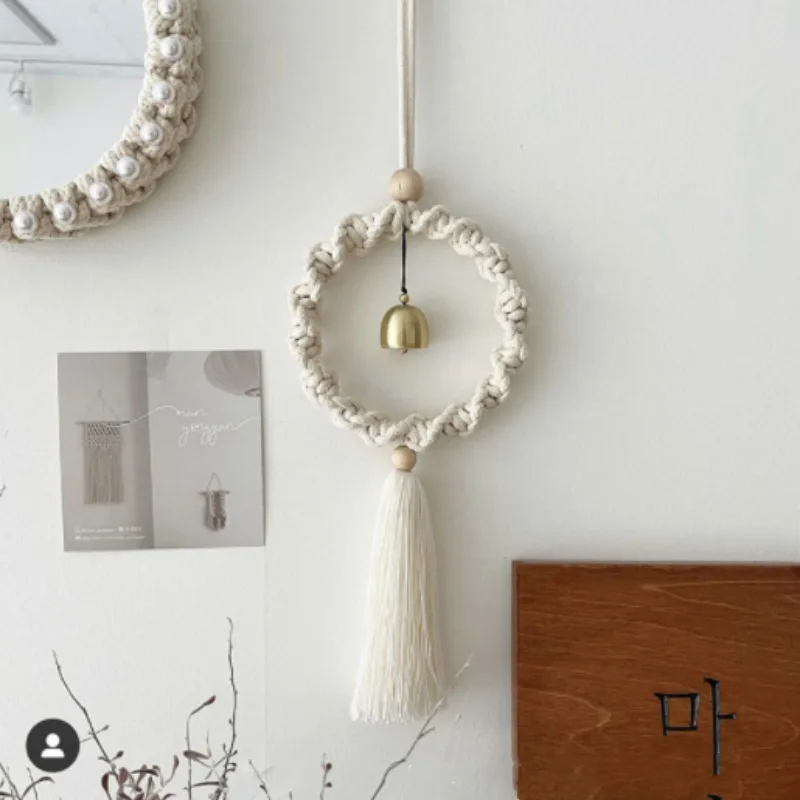 Macrame Hand-woven Shell Windbell Baby Bed  Wind Chime Pendant  Cotton Cord Handmade Wall Children\'s Room Decoration Car Gift