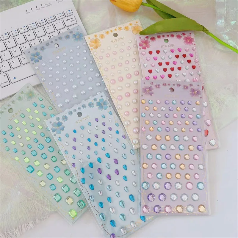 Princess Girl Diamond Stickers Crystal Gem Cartoon 3D Reward Self Adhesive Decoration Craft Supply for Student