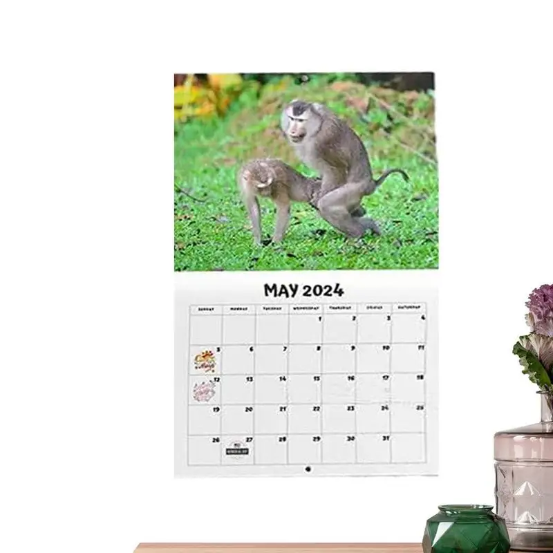 

Wall Calendar 2024 Cute Giraffe Calendar Wall Planner Funny Paper Novelty Annual Gift Monthly Planner For Home Hostel Hotel