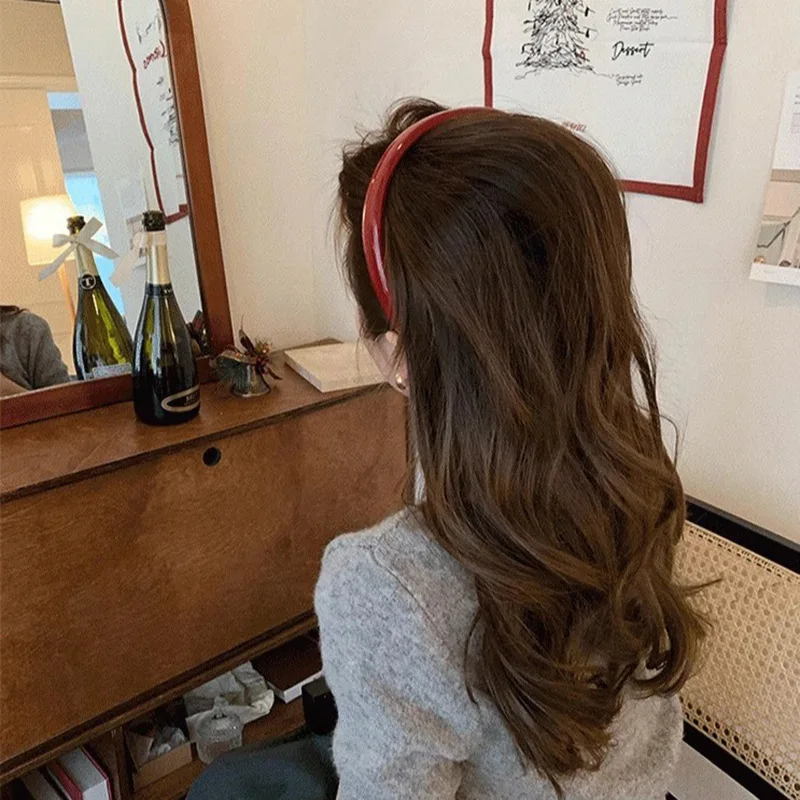 Vintage PU couro Headband para mulheres, cabelo vermelho bandas, cabelo acessórios para meninas, Headwear