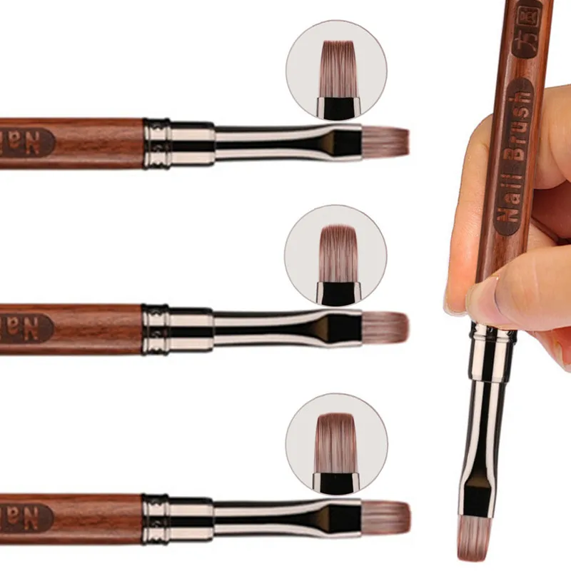 6Style Sandalwood Handle Nail Drawing Brushes For Manicure Painting Gradient UV GEL Extension Builder Drawing Pen