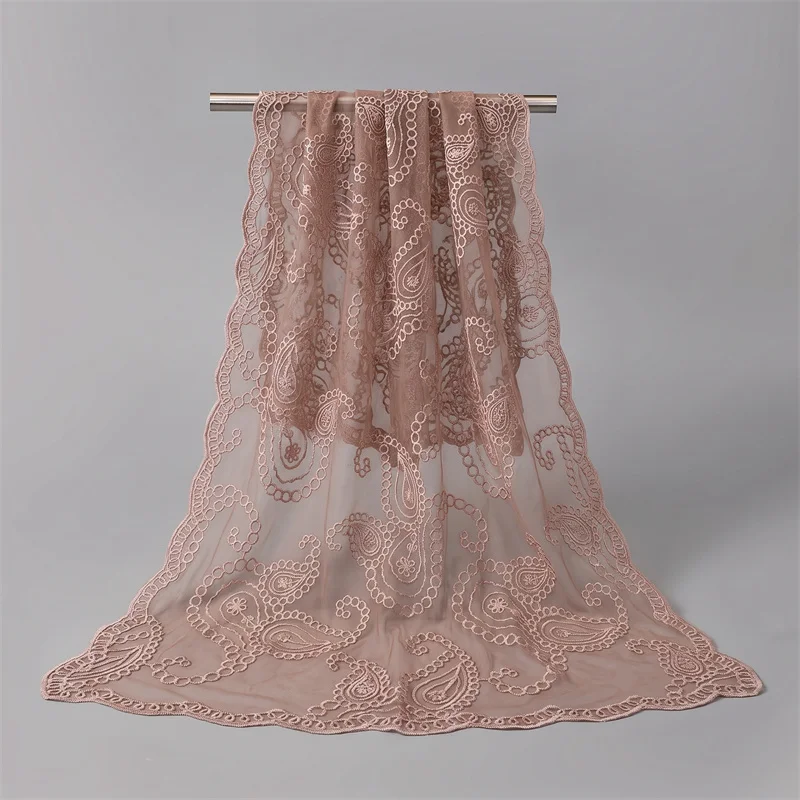 New Embroidery Lace Scarf Shawl Floral Veil Shawl For Women Party Scarf Wedding Poncho Stoles Ladies Headband Wraps
