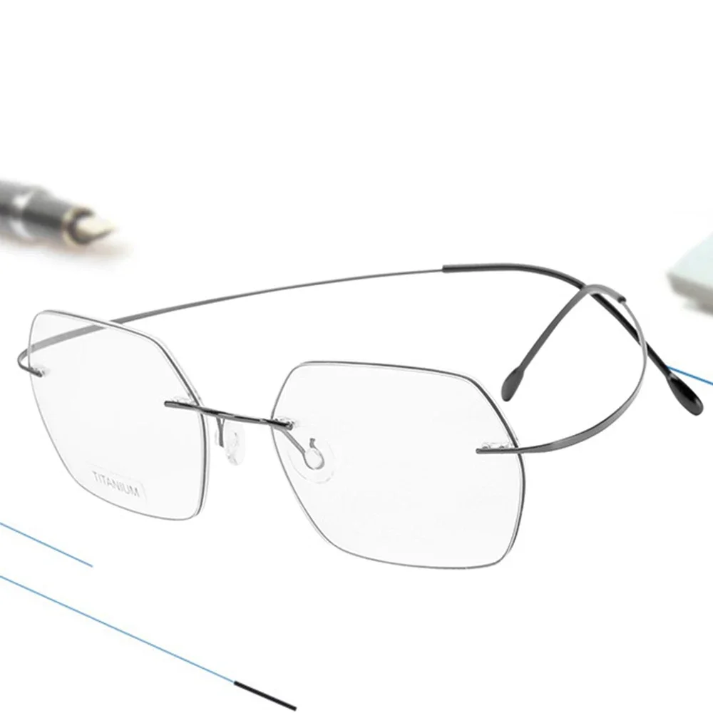 

Retro Hexagon Lens Business Rimless Frameless Ultra-light Portable Reading Glasses + Box +0.75 +1 +1.5 +1.75 2 To 4