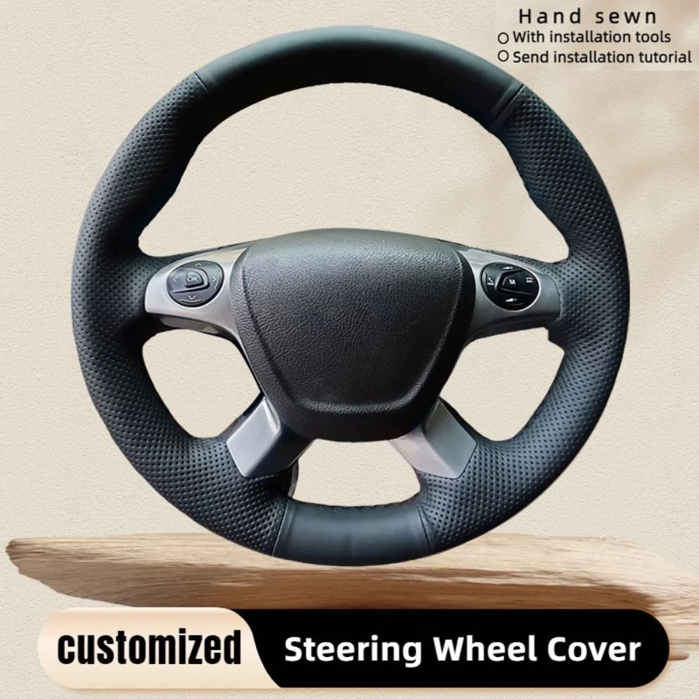 Car Steering Wheel Cover Hand Sewn Breathable Leather For Ford Transit Connect Tourneo Custom Grand Tourneo Connect 2014-2020