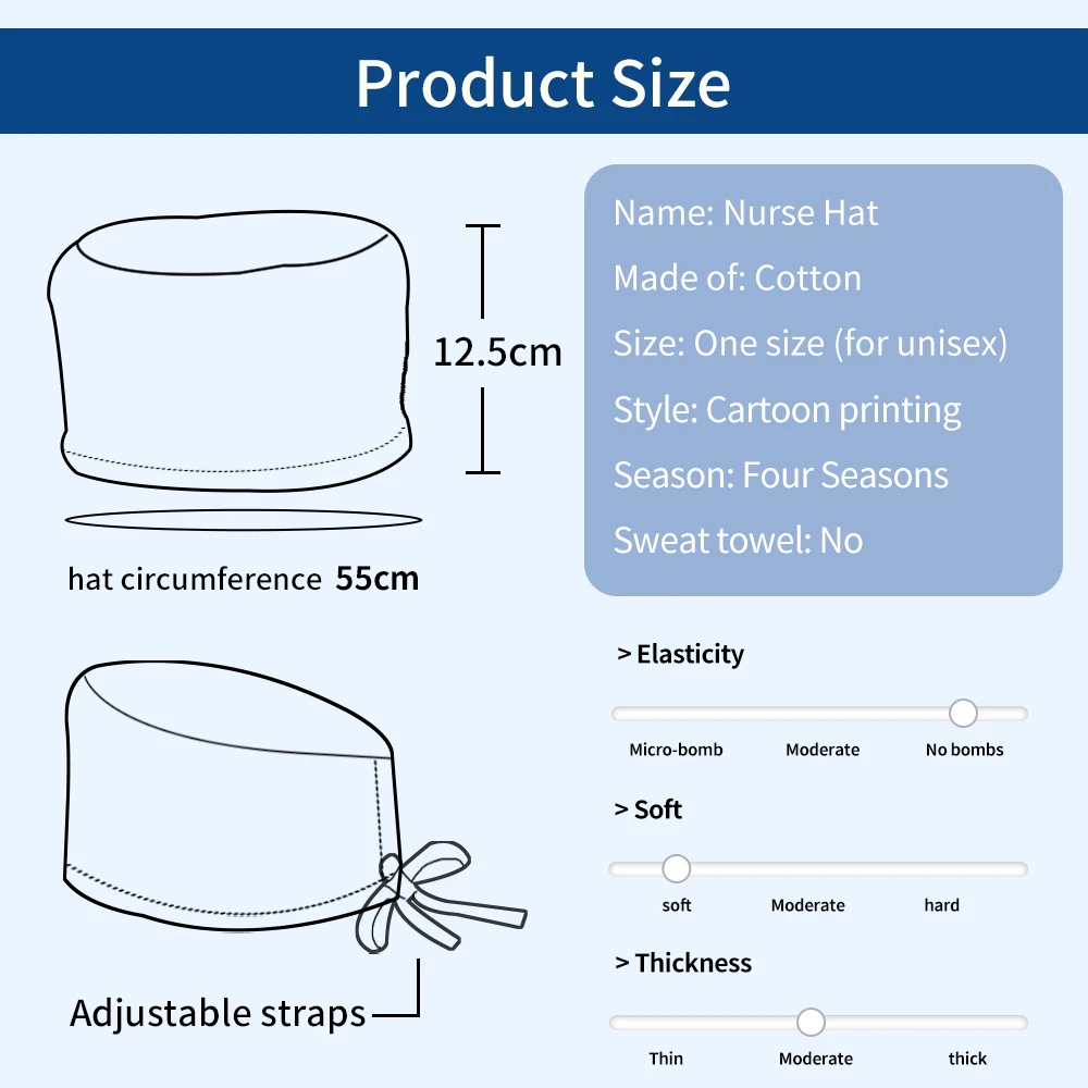 2022 New Tooth Printed Nursing Hat for Women Men Gorros Quirurgic Beauty Salon Pharmacy Bonnet Caps Lab Pet Doctor Surgicals Cap