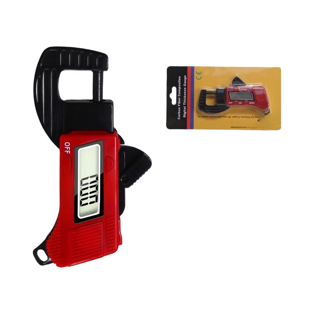 Digital Thickness Meter for Leather Paper Board Jewelry with LCD Screen 0.01mm Resolution ABS Plastic Body Red Blue