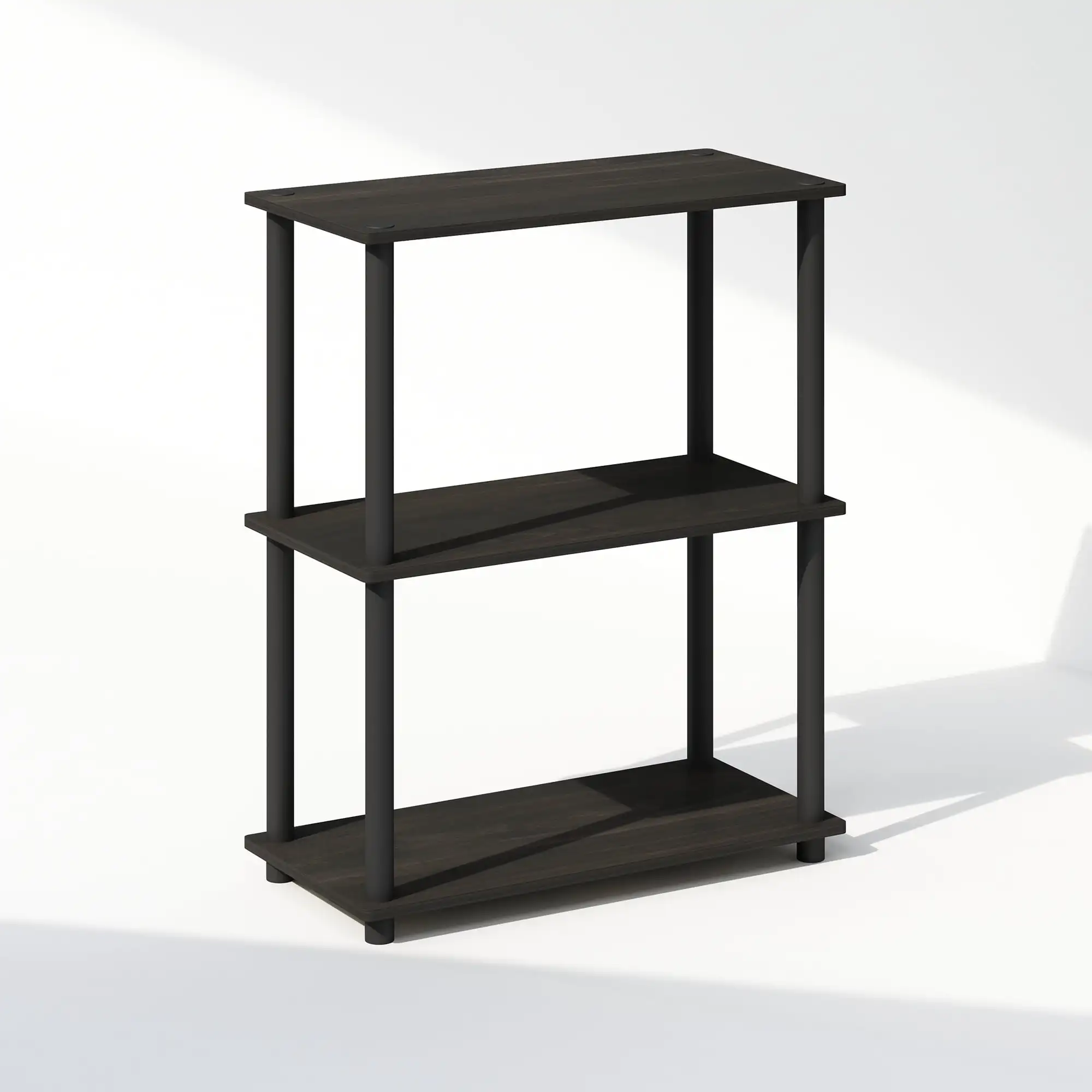 Furinno Turn-N-Tube 3-Tier Multipurpose Compact Display Rack, Shelving Unit, Bookcase, Espresso/Black