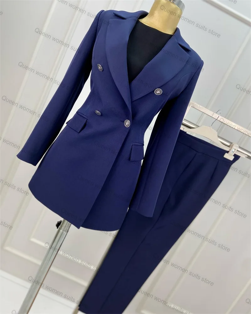 Wedding Women Suit Set 2 Pieces Blazer+Pants Sexy V Neck Jacket Coat Formal Double Breasted Prom Dress Custom Made Trousers