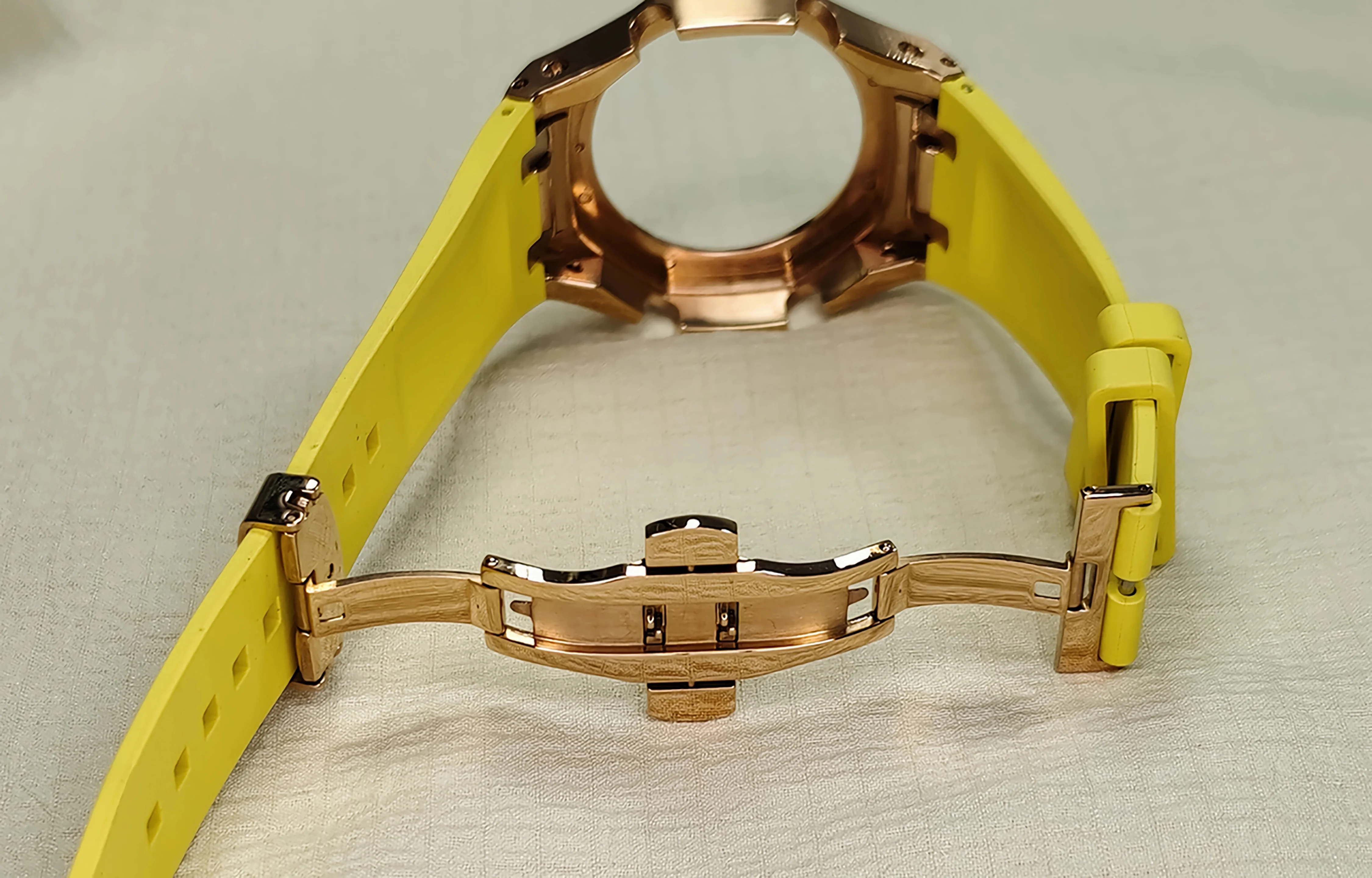 Casioak GA2100 GA2110 rRose gold custodia in acciaio inossidabile giallo fluorurubber stra Set di custodie integrate Mod kit cinturino in acciaio AP