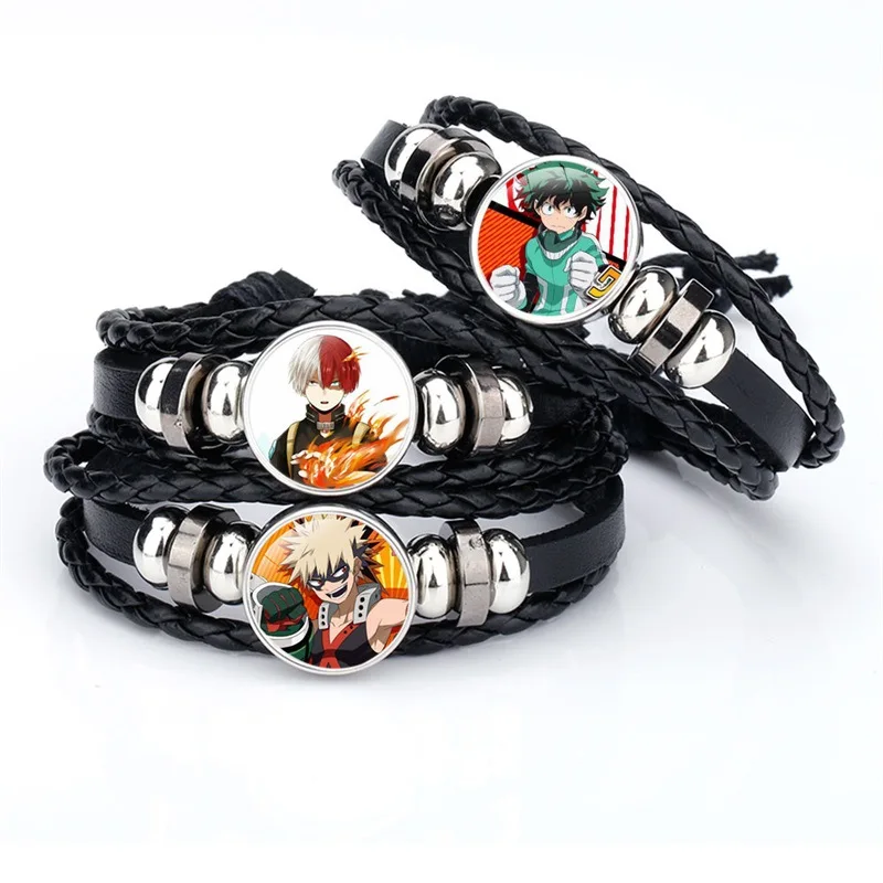 

3pcs My Hero Academia Anime Men Women Creative Kawaii Bracelet Time Gem Cowhide Braided Bracelet Adjustable cosplay Gift Toy