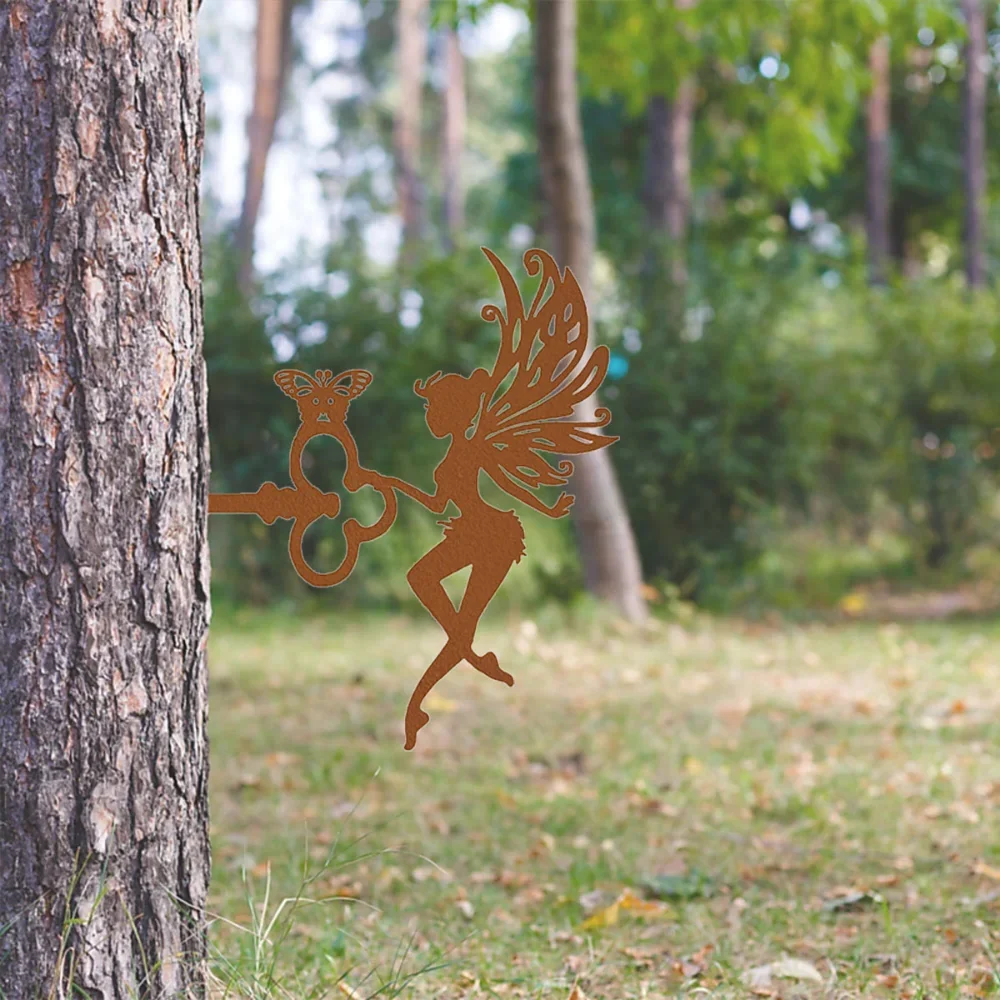 CIFBUY Metal Wall Art Elf On Branch For Home Decor Iron Hanging Signage Plaque Wall Sculpture Ornament Accent Embellishment