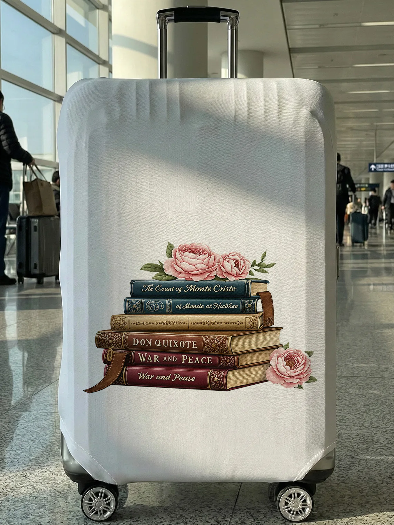 

Classic Book Stack Flower Luggage Cover, Suitable for 18-32 Inch Luggage Cover, Luggage Handle Glove, Travel Accessories
