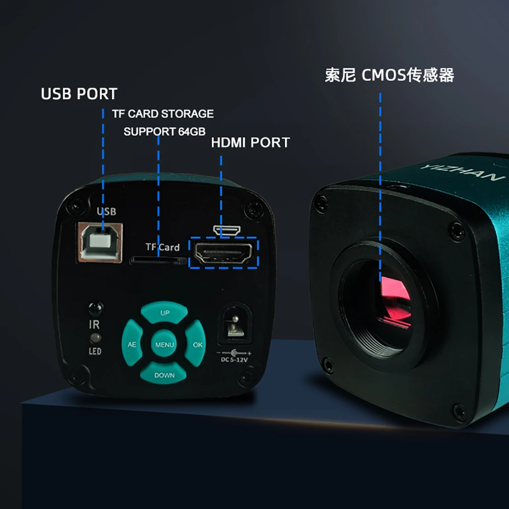 Microscopio trinoculare da 48 MP Fotocamera digitale Riparazione di gioielli per computer Ispezione dell'aspetto industriale Saldatura PCB