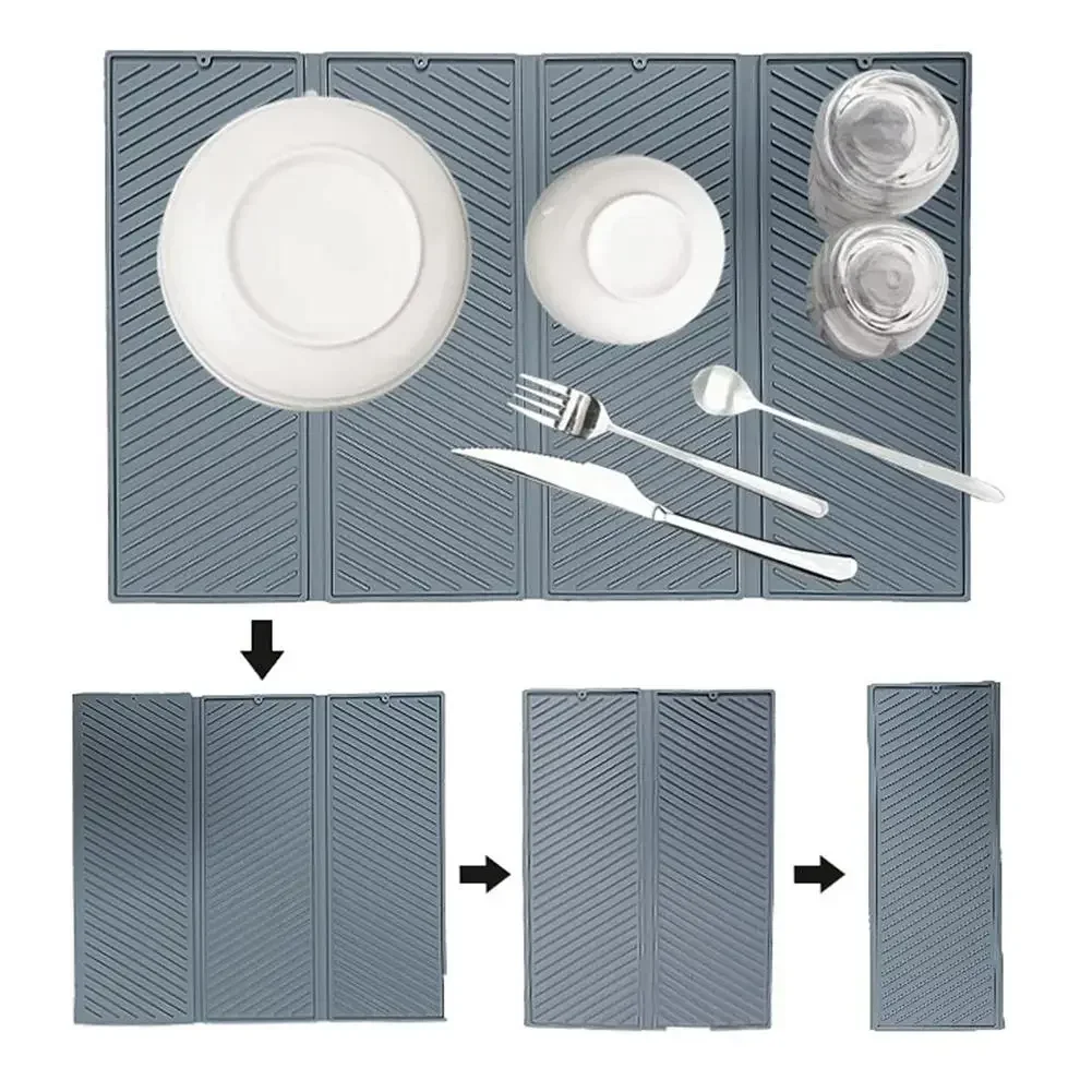 Foldable Square Silicone Draining Mat: Versatile Kitchen Drying & Countertop Mats Dish For Kitchen Pot Cup Silicone Mat
