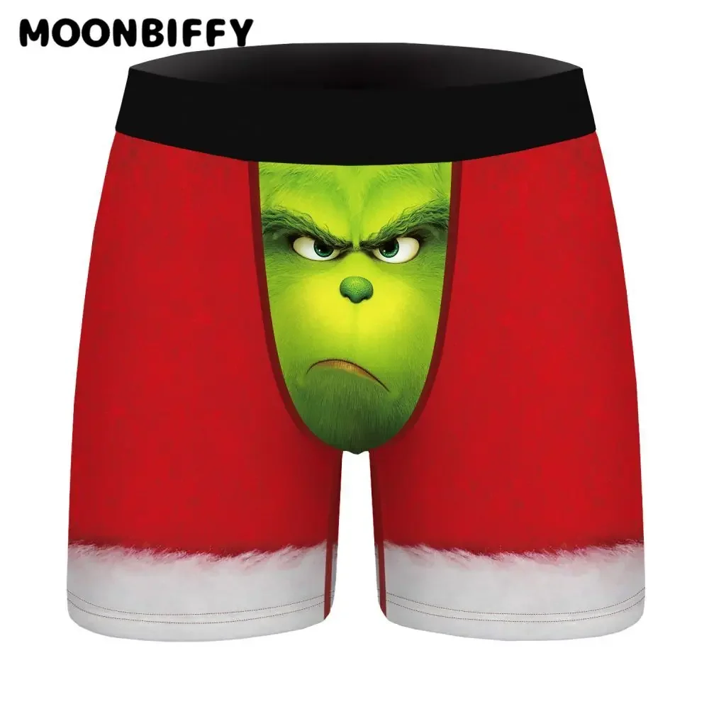 Men\'s Christmas Boxers Briefs 3D Funny Printed Humorous Boxer Shorts Soft Stretchy Underwear Sexy Underpants Male Soft Panties