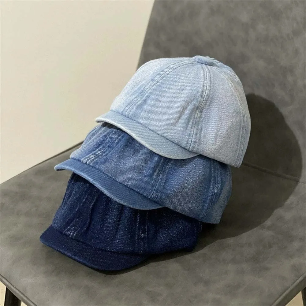 Casual Cotton Denim Berets Cap Street Style Blue Women Artist Hat Big Head Circumference Japanese Style Newsboy Cap Girls