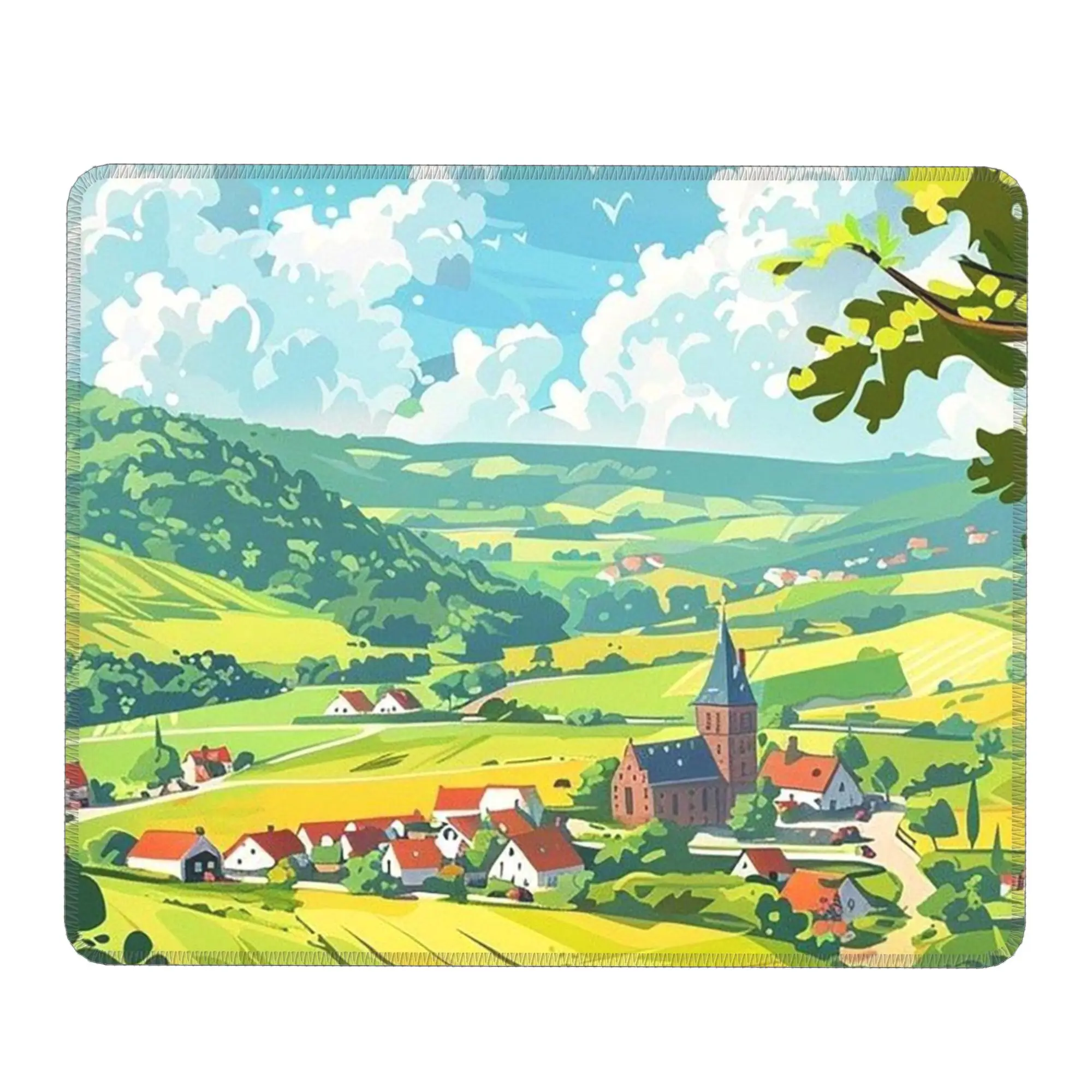 Warm Town Landscape Design Mouse Pad Computer Keyboard Mouse Mat Gamer PC Laptop Desk Mat Office Accessories Table Mats