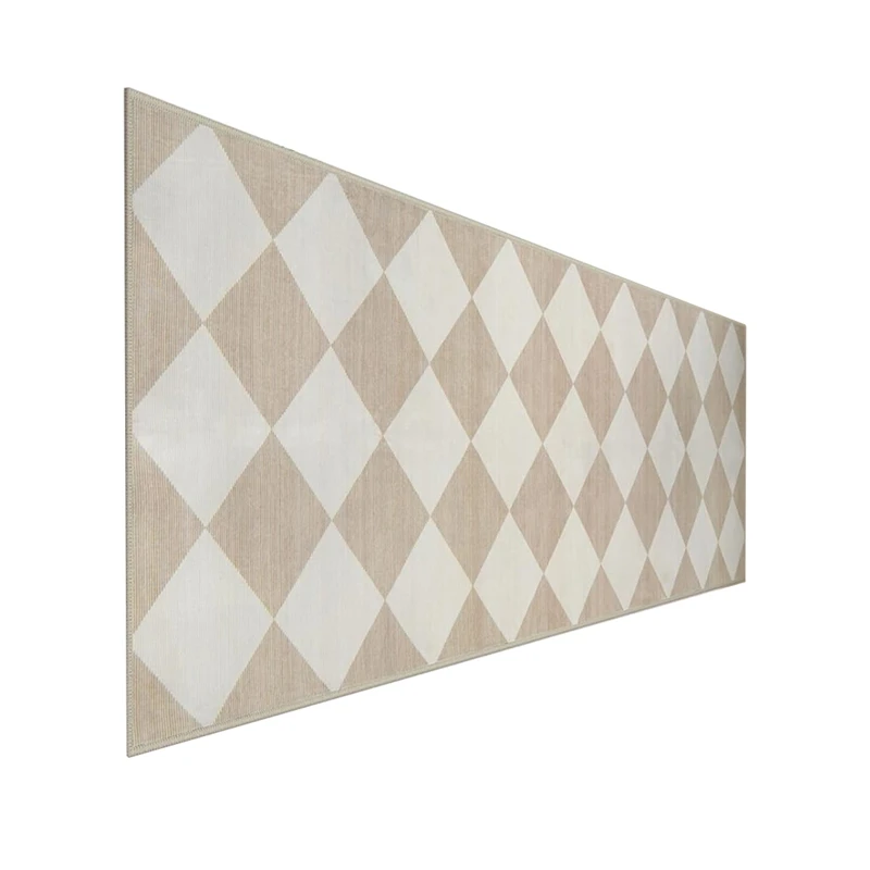 Carpet Runners for Hallway,Beige Ultra Thin Washable Kitchen Runner Rug Non Slip, Moroccan Plaid Checkerboard Decor-A63M