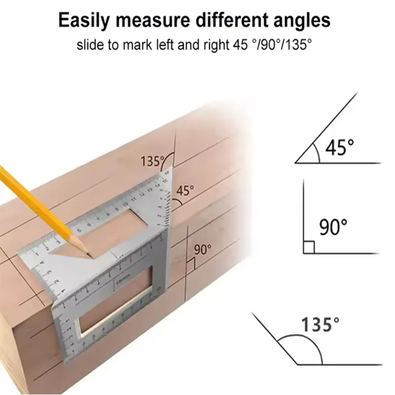 Aluminum Alloy Multifunctional Square: 45/90-Degree Carpenter's Square—a precision woodworking tool with a ruler scale