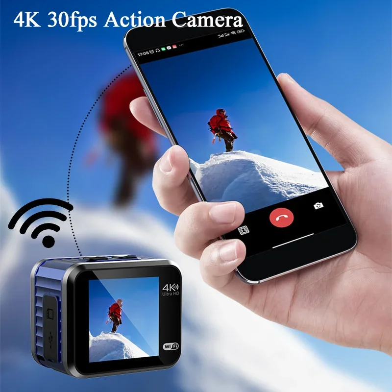 

4K 30fps Wifi Action Camera Ultra HD Remote Control Mini Camera Waterproof Bike Motorcycle Helmet Sport Camcorder for Car Bicycl