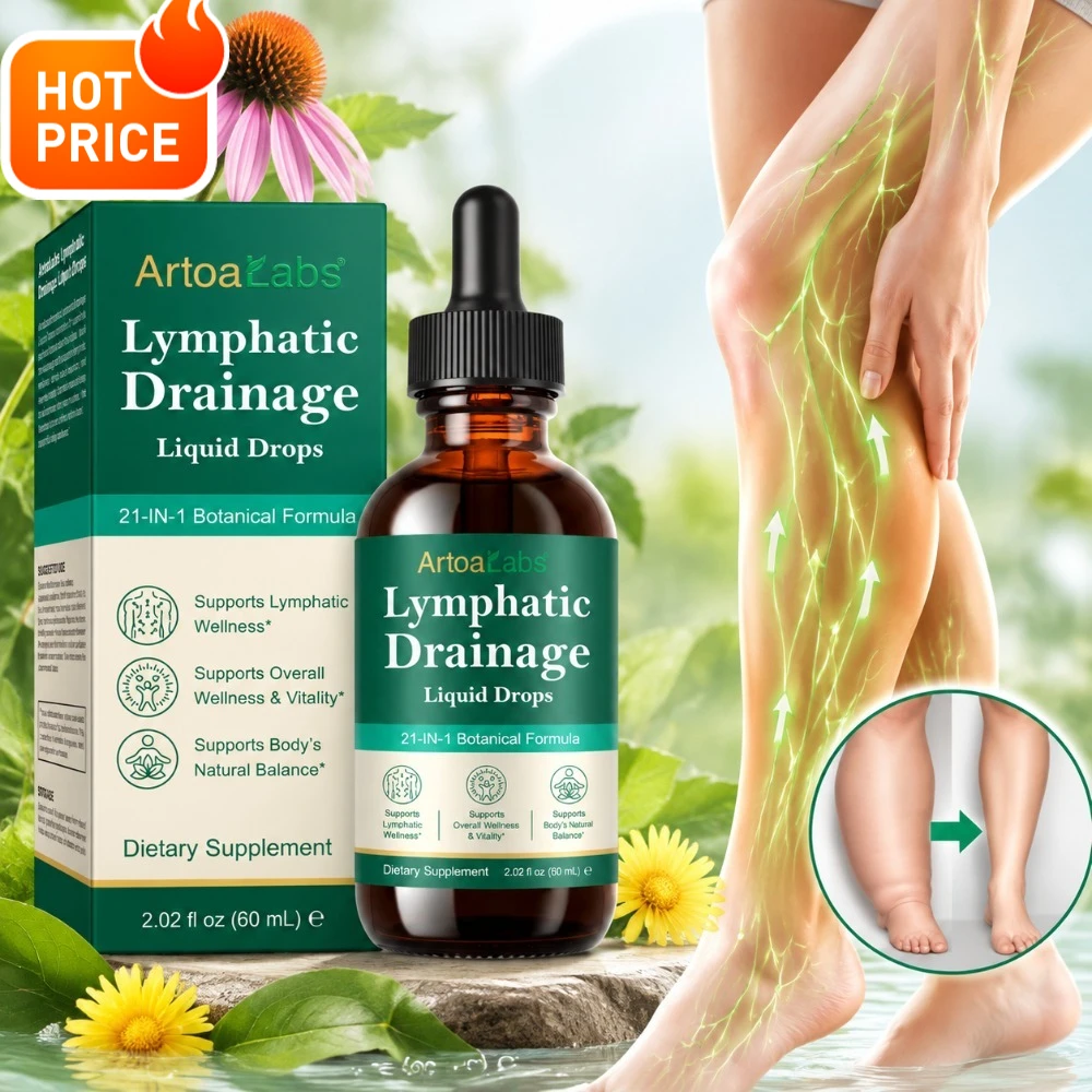 Lymphatic Drainage Liquid Drops for Reduce Swelling Promote Lymphatic Circulation Immune Health with Echinacea, Dandelion 60 ML