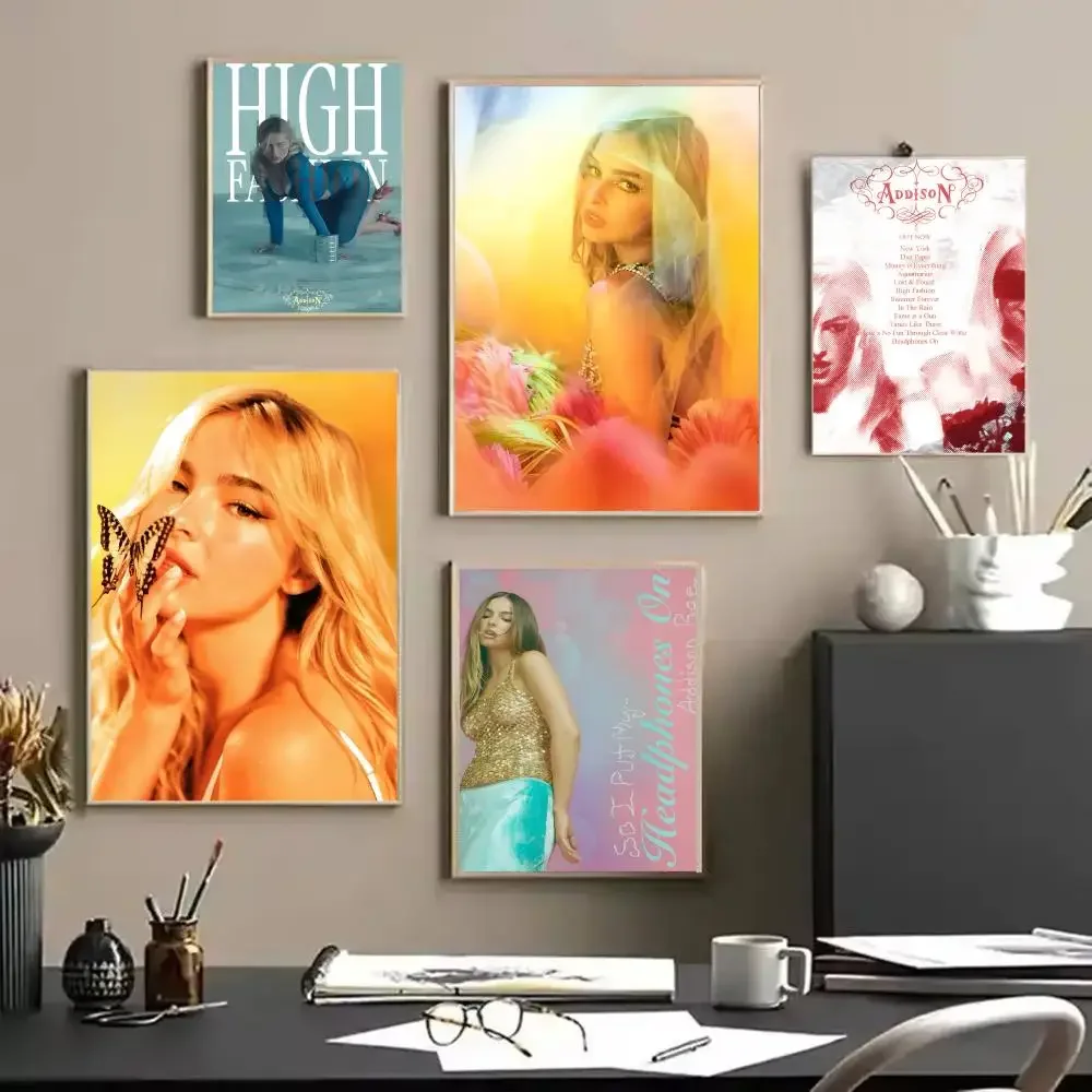 Singer A-addison Rae Poster Stickers HD Painting Self-Adhesive Art For Bedroom Living Room Home Decor Modern Wall Decals Gift