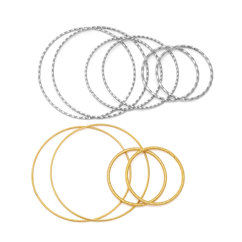 10pcs Stainless Steel Gold Earrings Rings Spiral Round Twisted Big Circle Ear Wire Hoops Pendant Connectors DIY Jewelry Findings