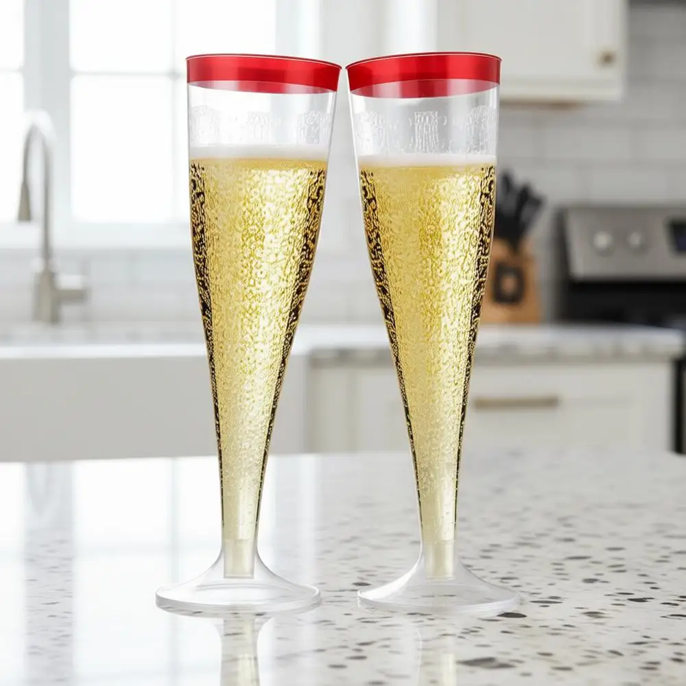 

100 шт. классических прозрачных пластиковых стаканов для шампанского объемом 4,5 унции, для свадеб, вечеринок, коктейлей, оптом, для домашних торжеств и напитков