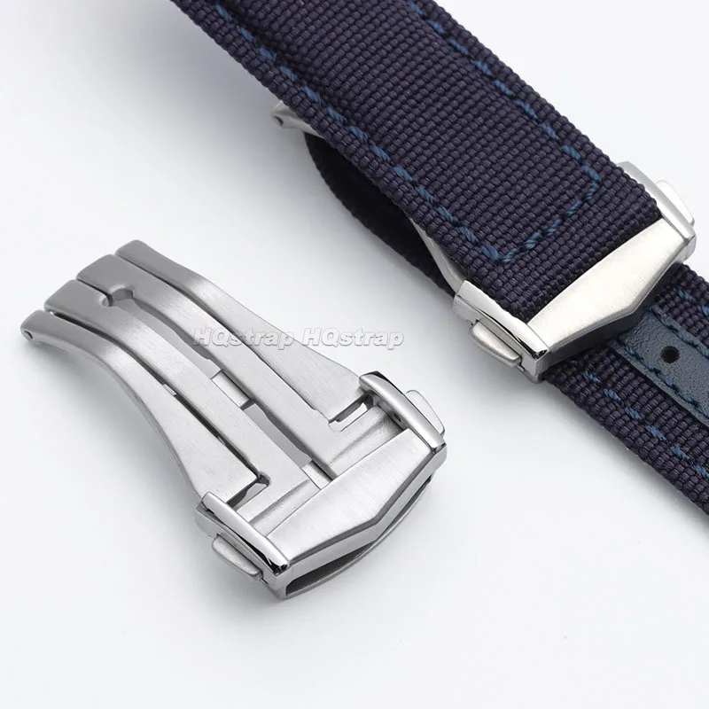 Stainless Steel Watch Buckle 18mm 20mm Metal Butterfly Clasp for Omega Nylon Strap Deployment Double Press Button Accessories view 3