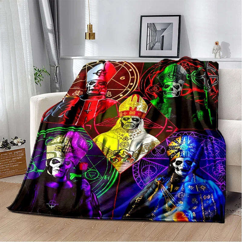 New Style Ghost BC Band Papa Emeritus Rock Dark Soft Plush Blanket Flannel Throw for Living Room Bedroom Bed Sofa