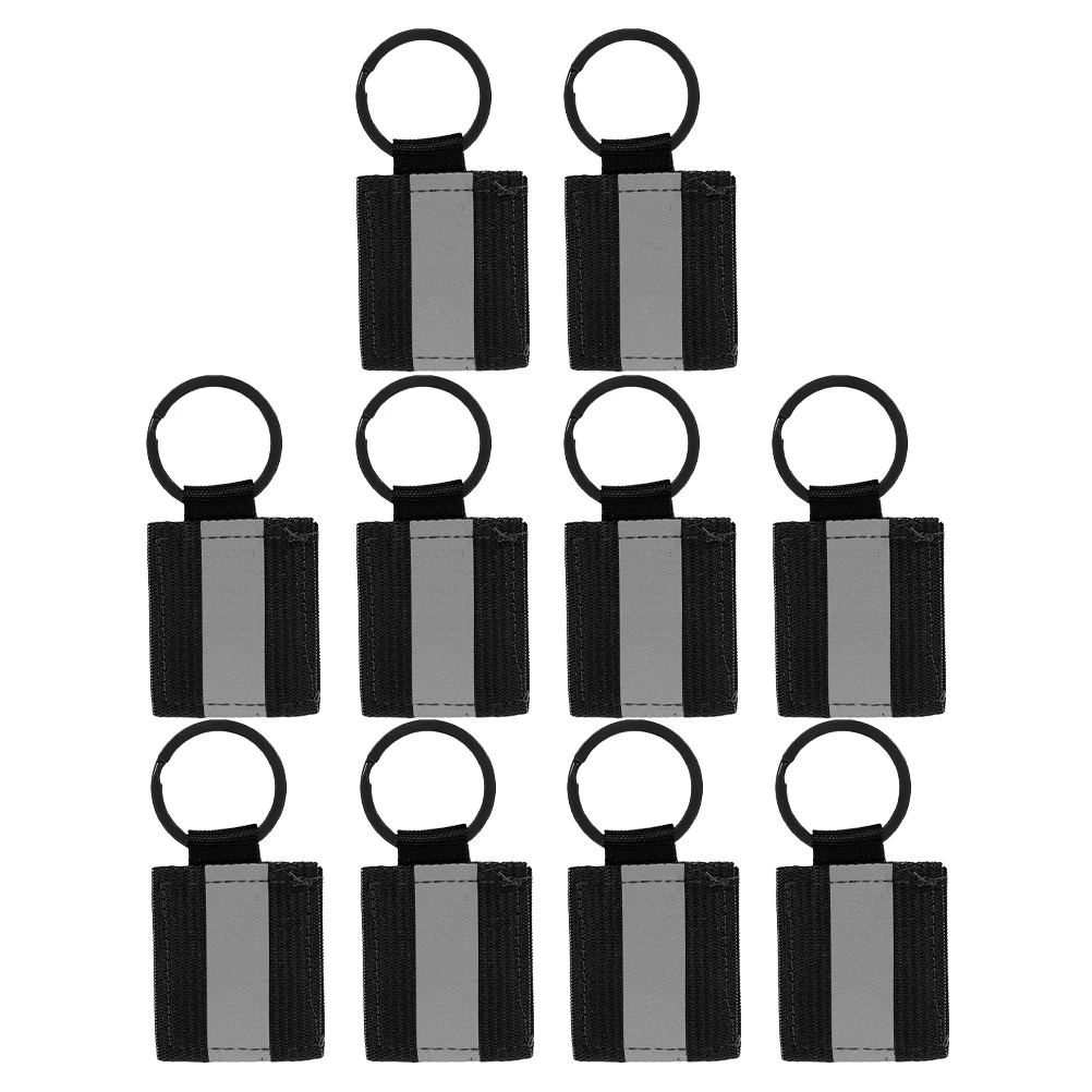 

10pcs Reflective Keychain Double Sided High Visibility Nylon Backpack Zipper Charm Outdoor Pendants